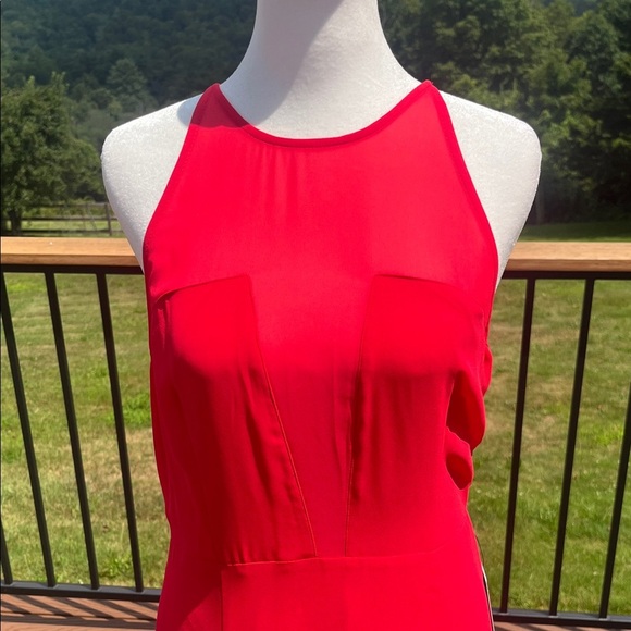 Express Red Sheer Overlay Maxi Dress Size 8 Y2K Coastal Glam Resortwear boho - Picture 2 of 11